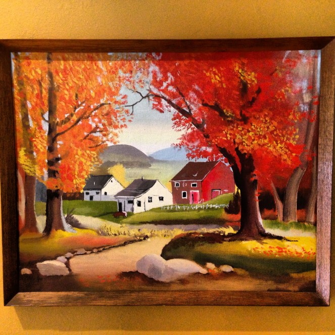 autumn village painting
