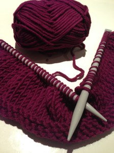 knitted snood in progress