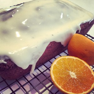 orange cake with orange glace icing