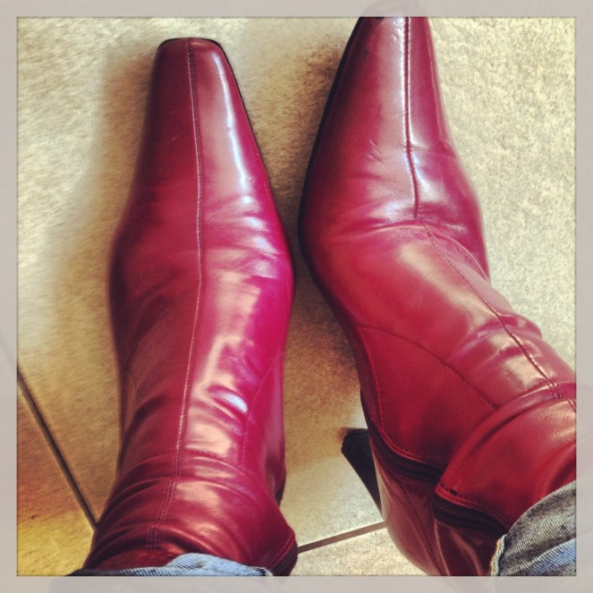 Thrifted red boots $5